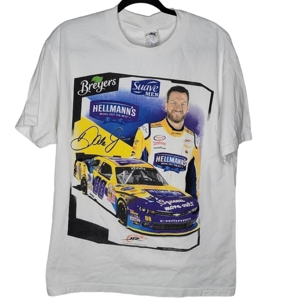 Dale Earnhardt Jr Hellmanns Breyers Suave NASCAR Racing T-Shirt in White
